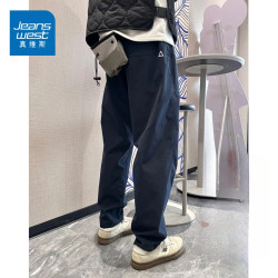 真维斯 男款休闲裤 新款机能小三角白标宽松锥形美式冲锋长裤