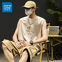 真维斯 男士纯棉无袖T恤 夏季休闲上衣 港风衣服 A