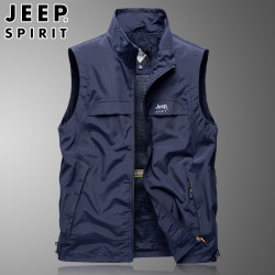 JEEP SPIRIT 男士工装马甲 户外多口袋休闲马夹