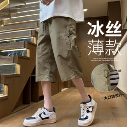 MASBOR 玛斯柏 男士七分工装裤 冰丝薄款宽松直筒速干短裤