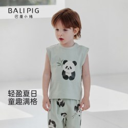 巴厘小猪 儿童无袖棉质背心 新黛蓝 90