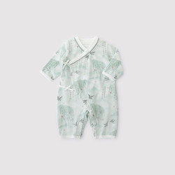 巴厘小猪 新生儿衣服夏季长袖薄款空调服睡衣国风宝宝绑带和尚服婴儿连体衣 初夏即事 59cm