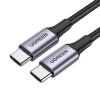 绿联 双头Type-C数据线 PD100W快充 铝壳织 灰色 0.25米