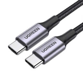 绿联 双头Type-C数据线 PD100W快充 铝壳织 灰色 0.25米