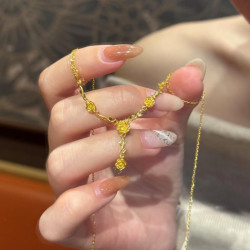 花饰庄园 五朵金色玫瑰花项链女ins气质轻奢感设计小众锁骨链情人节 五朵金色玫瑰花项链
