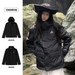 伯希和 山色冲锋衣三合一 曜石黑 L