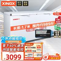 星星 618升单温冰柜商用冷藏冷冻两用卧式冰箱商用大容量保鲜速冻雪柜-40℃冷冻柜BD/BC-618GD