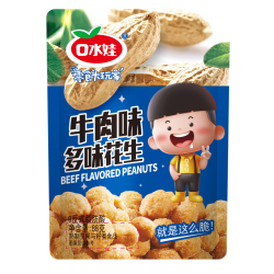 口水娃 瓜子兰花豆蚕豆多味花生青豌豆零食袋装办公室休闲零食 牛肉味88g*10袋