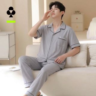 百亿补贴：YOUKESHU 纯棉抗菌防螨 男士短袖睡衣家居服套装