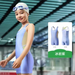 kk树 女童泳衣竞速减阻连体游泳馆训练专用无袖女孩泡温泉速干泳装