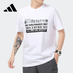 adidas 夏季男女同款圆领短袖T恤 白色 L