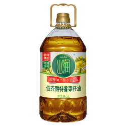 山润 物理压榨非转基因 低芥酸菜籽油 5L