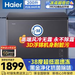 海尔 200升家用冰柜风冷无霜零下-38度超低温一级能效冷冻柜冷藏柜小型冰箱BC/BD-200WGHESM
