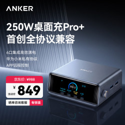 Anker Prime 250W氮化镓桌面充电器 Type-C+USB-A 250W