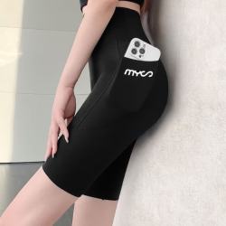 FOURDATRY 鲨鱼裤女夏季薄款紧身收腹提臀口袋手机瑜伽健