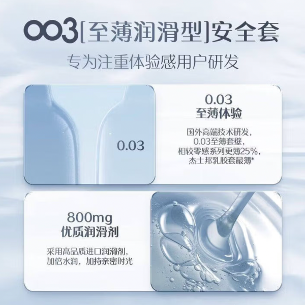 杰士邦 003 至薄至润安全套 6只
