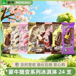 蒙牛 三人团 24支蒙牛随变系列雪糕香草随芯脆尖尖牛乳迷你草莓冰淇淋组合