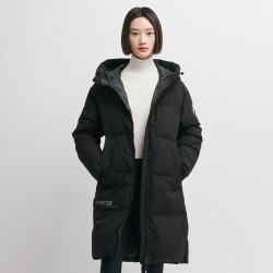 千仞岗 中长款连帽外套加厚防寒服 魔力黑 XS (155)