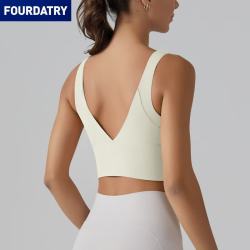 FOURDATRY 欧美V字美背云感一体杯运动内衣紧身高弹跑步健