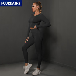 FOURDATRY 欧美无缝蜜桃紧身提臀瑜伽服套装运动跑步健身