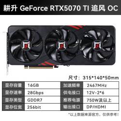 耕升 GeForce RTX 5070 TI 追风OC-16G DLSS 4 AI电竞游戏显卡