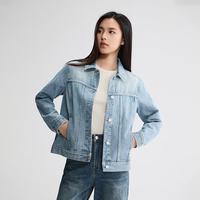 Lee 26早秋新品标准版翻领浅蓝色长袖牛仔夹克外套