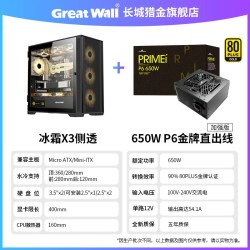 GOGHUNTERS 长城机箱冰霜X3侧透金牌电源650wP6/X6/P7台式机箱电源套餐750w