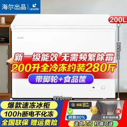 海尔 冰柜家用冷柜卧式门店用无需频繁除霜冷冻柜一级能效大容量 200升 Leader