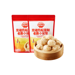 秋田满满 黑猪肉小笼包纯手工老面包子1000g