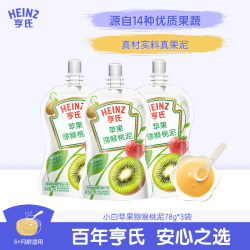 亨氏 宝宝辅食 婴儿果泥 果汁泥 超金果泥营养苹果猕猴桃泥78g*3