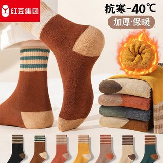 红豆 加绒加厚毛巾底 女士长筒袜