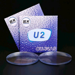 凯米 U2超薄1.74防污高清近视镜片*2片+送镜框一副可选