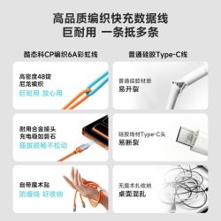 酷态科 CP织6A彩虹线 240W快充 数据线