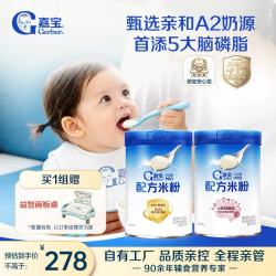 嘉宝 A2+DHA婴幼儿配方米粉6-12个月高铁米糊 2罐组套