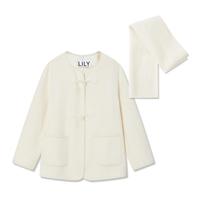 LILY 气质通勤全羊毛围巾毛呢外套大衣