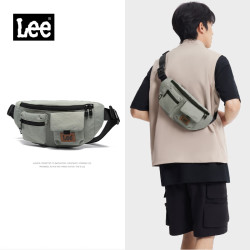 Lee 斜挎包 男士大容量胸包 墨绿色