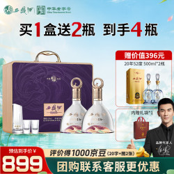 西凤酒 海窖龄 紫气东来礼盒 52度 凤香型白酒 500ml*2瓶 赠2瓶 到手4瓶 送礼收藏宴请