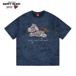 CHARLES JANG'S HAPPY HEART 扎染满天星小马印花 藏青色 XL 男士T恤