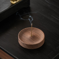欢西施 整板黑胡桃木线香底座 实木线香炉 9*9*2cm
