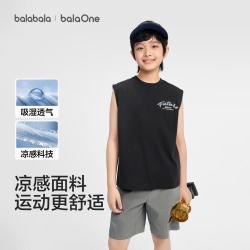 巴拉巴拉 吸湿透气凉感儿童套装男童运动无袖短裤中大童潮酷两件套夏季帅气
