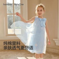 巴拉巴拉 亲肤透气儿童裙子女童连衣裙中大童公主裙宝宝夏款无袖背心网纱裙