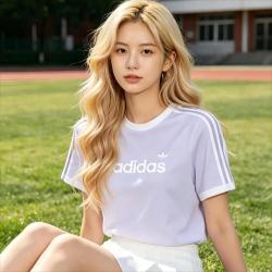 adidas 三叶草 夏季透气潮流百搭时尚休闲运动日常女子短袖T恤
