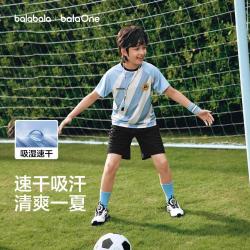 巴拉巴拉 吸湿速干儿童套装女童男童短袖短裤中大童两件套夏季凉爽运动潮酷