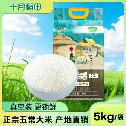 十月稻田 正宗五常大米5kg产地直发鹰标认证米香浓郁真空包装