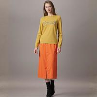 Massimo Dutti 女装时髦气质下摆开叉显腿长柔软舒适压褶拉链半身裙
