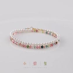 花饰庄园 双层施家珍珠小碧玺手链女款小众轻奢感精致手串手饰 2-3mm