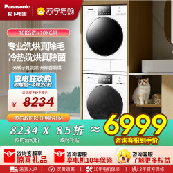 Panasonic 白月光4.0 洗烘套装 纯平全嵌 10kg滚筒洗衣机+变频热泵烘干机 除毛洗烘N531