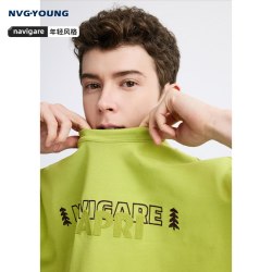 NVG·YOUNG [纯棉]NAVIGARE意大利小帆船夏季绿色重磅T恤男短