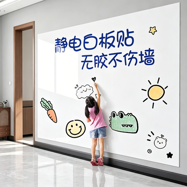 辛丛 静电白板贴家用可移除小黑板儿童画画板墙面记事板家庭教学不伤墙