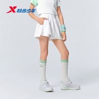 特步儿童 竞速风琴裙 透气排汗 珍珠白 150cm 女童裙裤